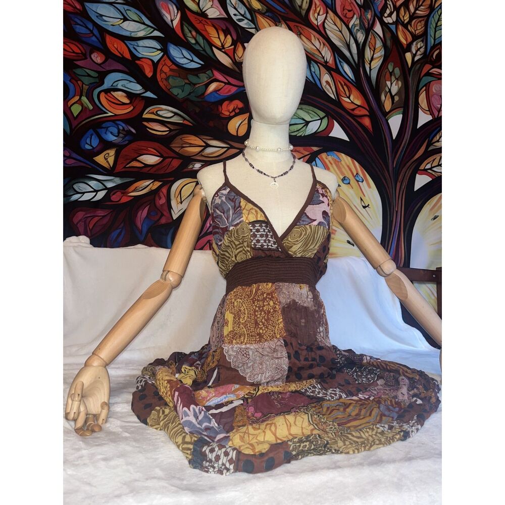 Brown Quilt Style Vintage Dress